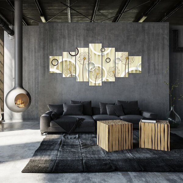Abstraktní obraz s pampeliškami (210x100 cm)