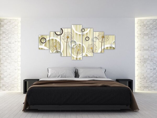 Abstraktní obraz s pampeliškami (210x100 cm)