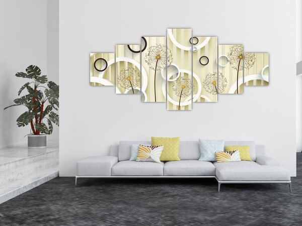 Abstraktní obraz s pampeliškami (210x100 cm)