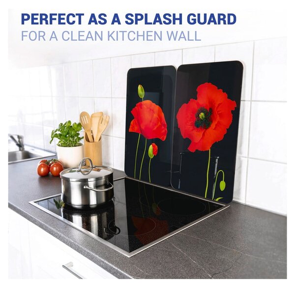 Kryty na sporák v sadě 2 ks z tvrzeného skla 52x30 cm Poppy - Maximex