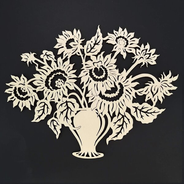 AMADEA Dřevěný obrázek k vymalování kytice slunečnic 25 cm
