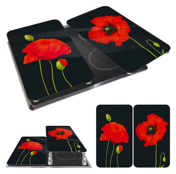 Kryty na sporák v sadě 2 ks z tvrzeného skla 52x30 cm Poppy - Maximex