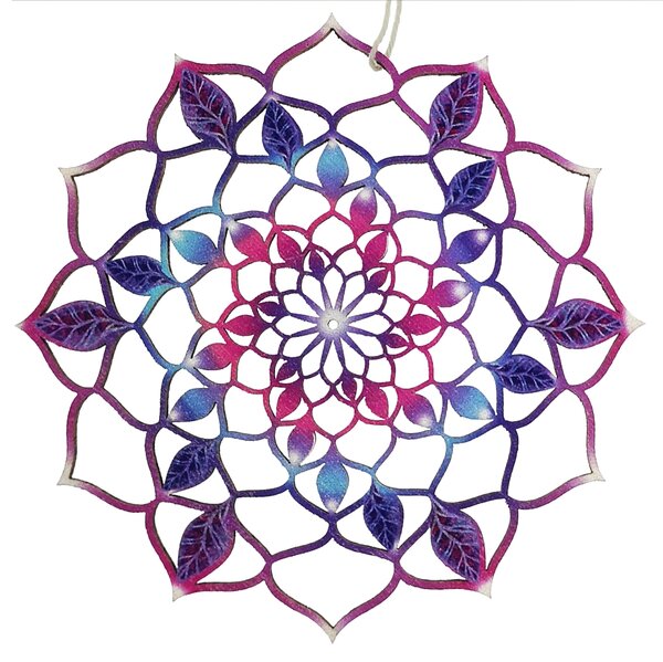 AMADEA Dřevěná dekorace mandala barevná 9cm