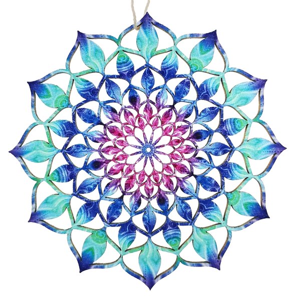 AMADEA Dřevěná dekorace mandala barevná 9 cm