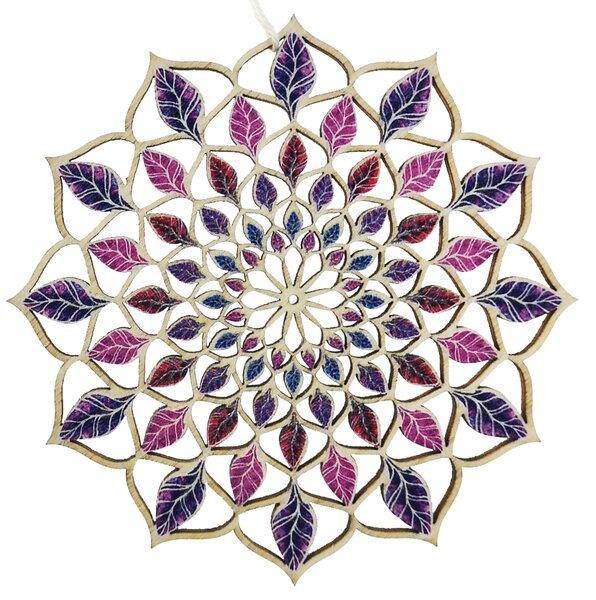AMADEA Dřevěná dekorace mandala barevná 9 cm