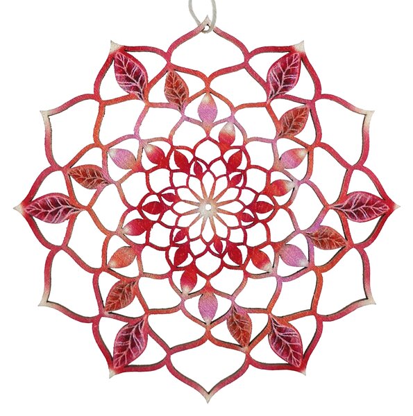 AMADEA Dřevěná dekorace mandala růžová 9 cm