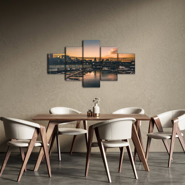 Obraz - přístavní městečko (125x70 cm)