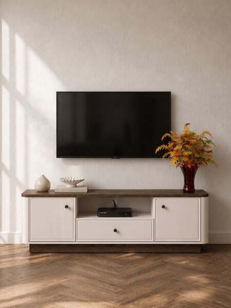 TV stolek Amberto 160 cm se zásuvkou - kašmír / dub windmill dark