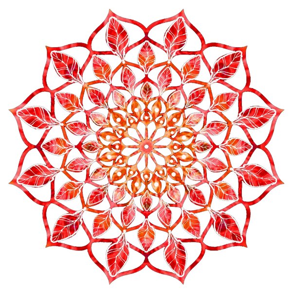 AMADEA Dřevěná dekorace mandala červená 20 cm