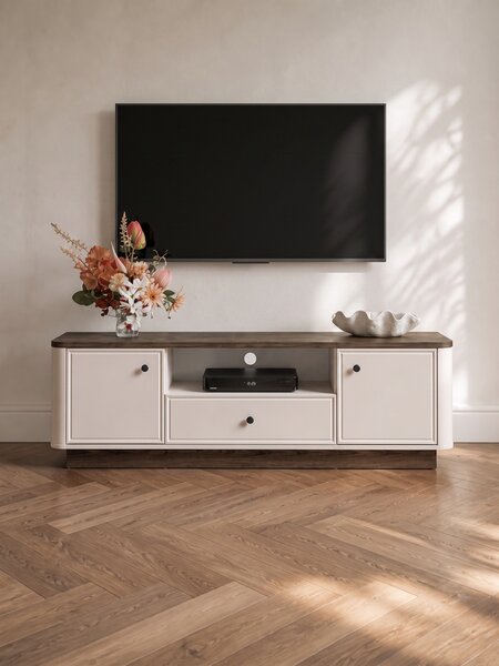TV stolek Amberto 160 cm se zásuvkou - kašmír / dub windmill dark