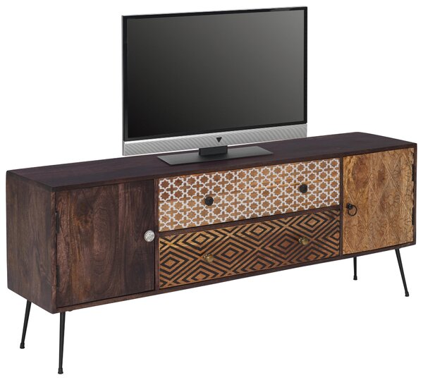 NÍZKÁ KOMODA, mangové dřevo, hnědá, vícebarevná, 157/60/35 cm Landscape - TV stolky & komody pod TV