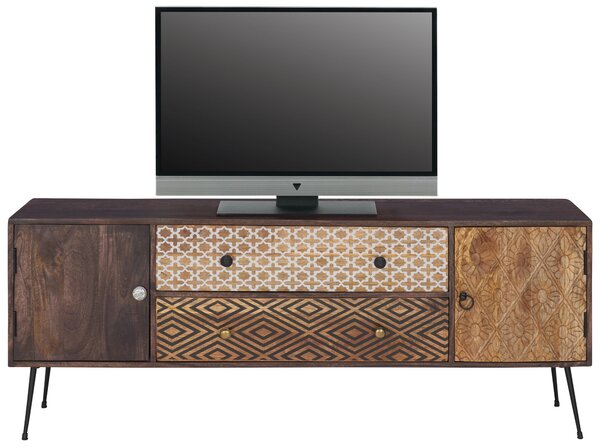 NÍZKÁ KOMODA, mangové dřevo, hnědá, vícebarevná, 157/60/35 cm Landscape - TV stolky & komody pod TV