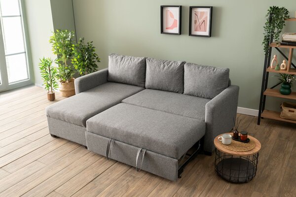 Rohová sedačka Kadina (šedá) (L). Akce -25%