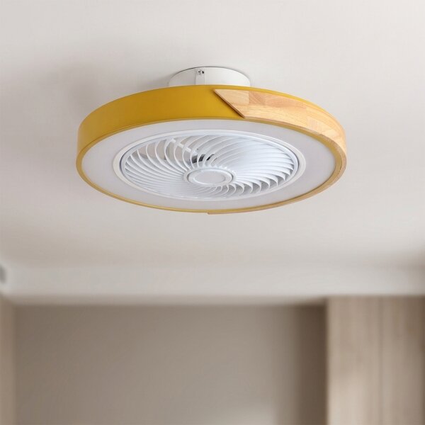 Brilagi - LED Stmív. svítidlo s ventilátorem LED/38W/230V 50 cm zlatá/dub + DO