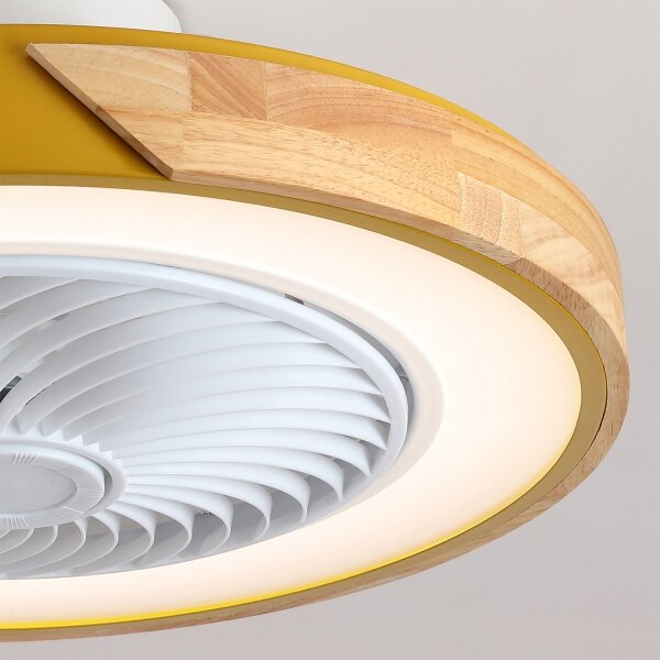 Brilagi - LED Stmív. svítidlo s ventilátorem LED/38W/230V 50 cm zlatá/dub + DO