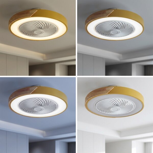 Brilagi - LED Stmív. svítidlo s ventilátorem LED/38W/230V 50 cm zlatá/dub + DO