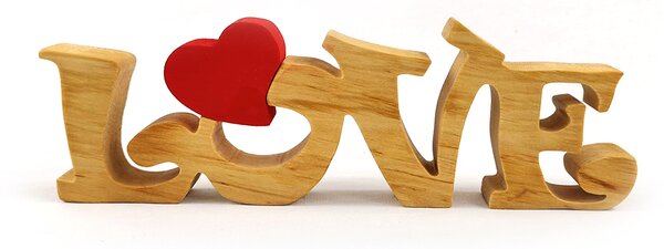 AMADEA Dřevěná dekorace nápis LOVE, masivní dřevo, 25x8 cm