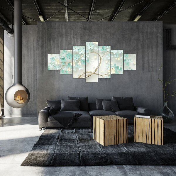 Obraz - Zlatý kvetoucí strom (210x100 cm)
