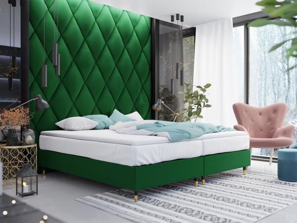 Čalouněná manželská postel Estelle - Baza Gold II, Potah: ekokůže Soft 017 (bílá), Rozměr postele: 140x200 5903211106958