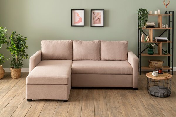 Rohová sedačka Kadina (růžová) (L). Akce -25%