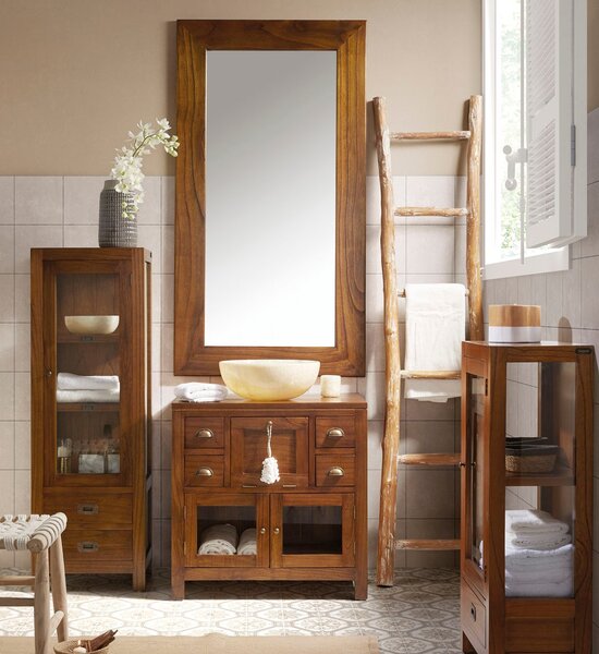 Designová vitrína Star z masivu s dvířky a dvěma zásuvkami 135cm