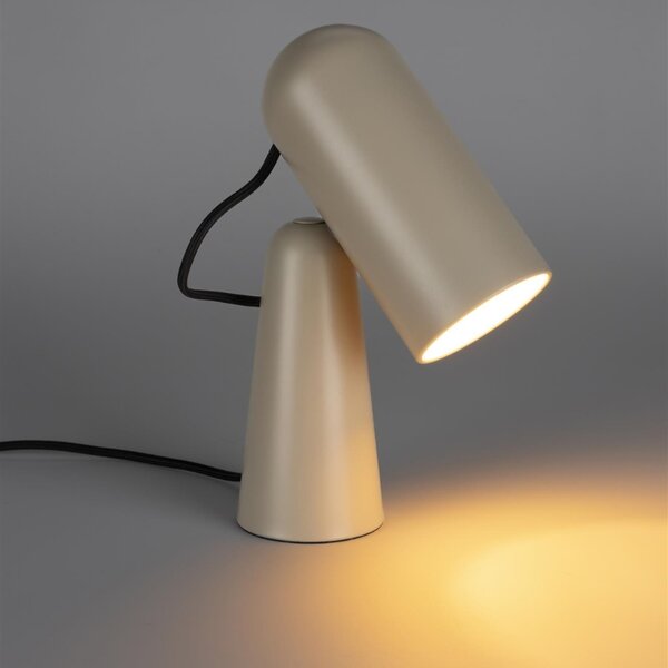 White Label Béžová kovová stolní lampa WLL VESPER