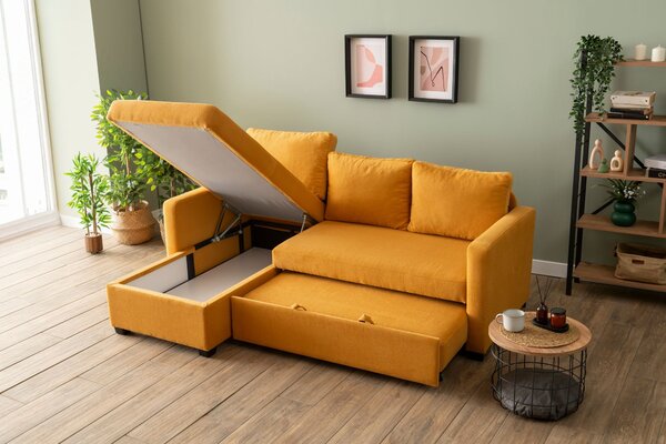 Rohová sedačka Kadina (oranžová) (L). Akce -25%