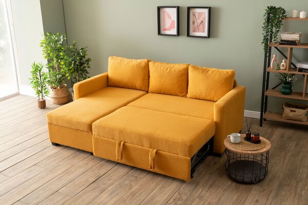 Rohová sedačka Kadina (oranžová) (L). Akce -25%