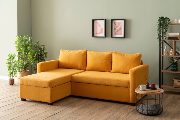Rohová sedačka Kadina (oranžová) (L). Akce -25%