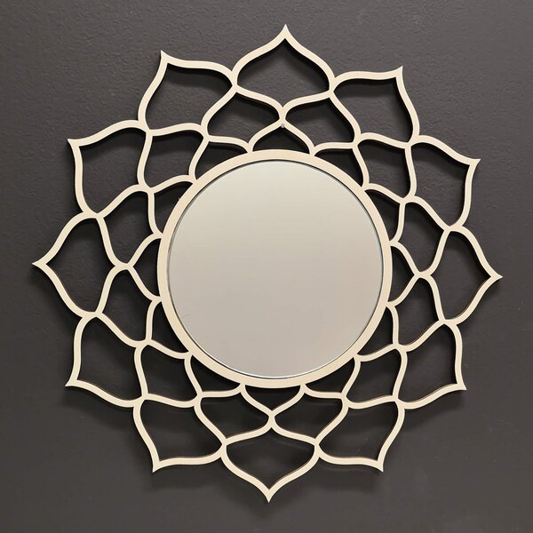 AMADEA Dřevěné zrcadlo ve tvaru mandaly, průměr 41 cm