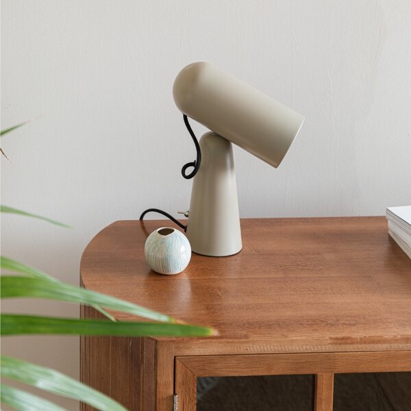 White Label Béžová kovová stolní lampa WLL VESPER