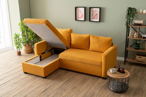 Rohová sedačka Kadina (oranžová) (L). Akce -25%