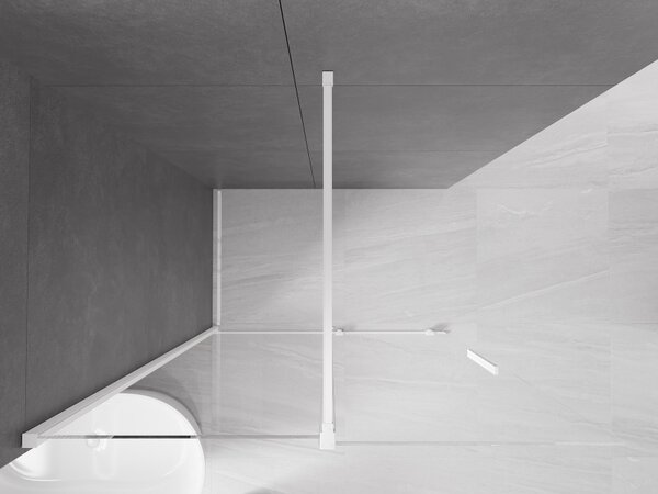Mexen Velar, posuvné dveře do otvoru typ Walk-In 130 cm, 8mm čiré sklo, bílá, 871-130-000-03-20