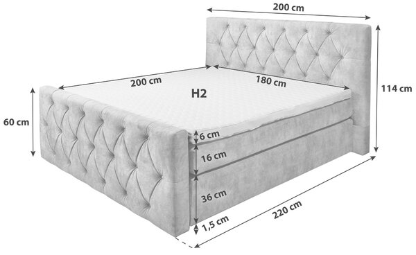 POSTEL BOXSPRING, 180/200 cm, MID.YOU - Manželské postele, Online Only