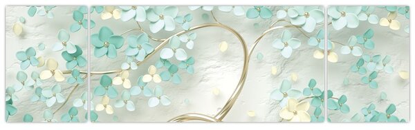 Obraz - Zlatý kvetoucí strom (170x50 cm)