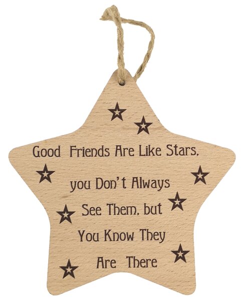 AMADEA Dřevěná dekorace hvězda Good Friends Are Like Stars ..16cm