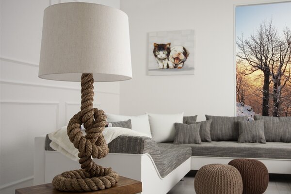 Designová stylová stolní lampa Marinero 85cm přírodní krémová