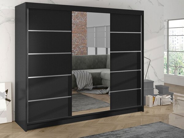 Šatní skříň s posuvnými dveřmi Geneva VI, Barva: bílá / černá 5903211108877