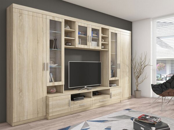Obývací stěna Marakuja, Barva: dub sonoma, Osvětlení: osvětlení LED - bílé 5902928822571
