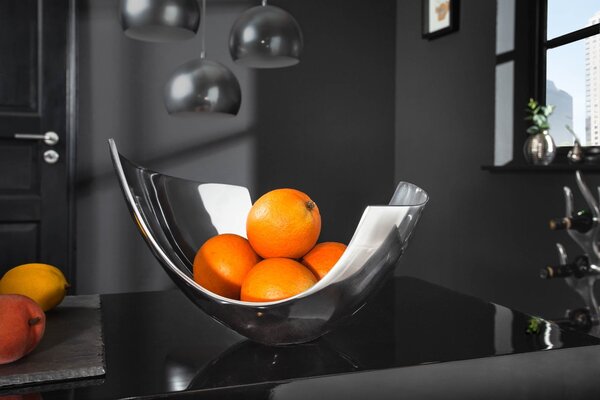 Luxusní moderní dekorační mísa Abstrakt 35 cm stříbrná