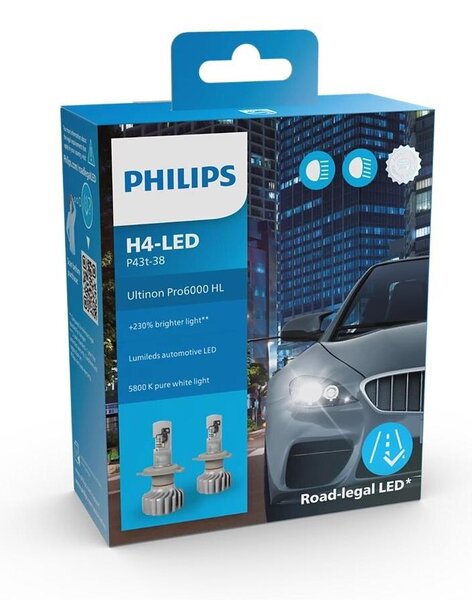 Philips 11342U6000X2 - SADA 2x LED Autožárovka Ultinon Pro6000 H4 PX426d/18W/12V P6289