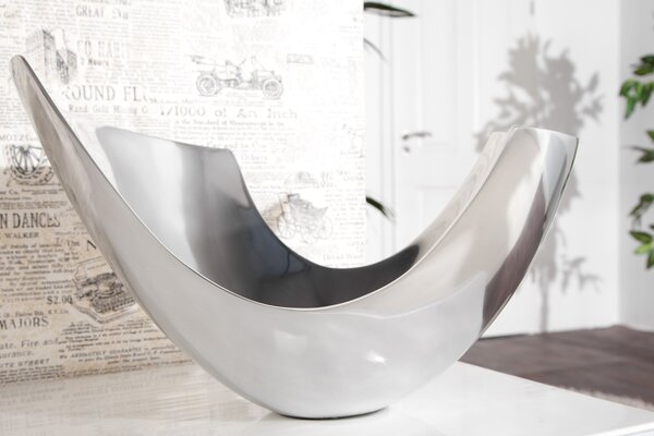 Luxusní moderní dekorační mísa Abstrakt 35 cm stříbrná