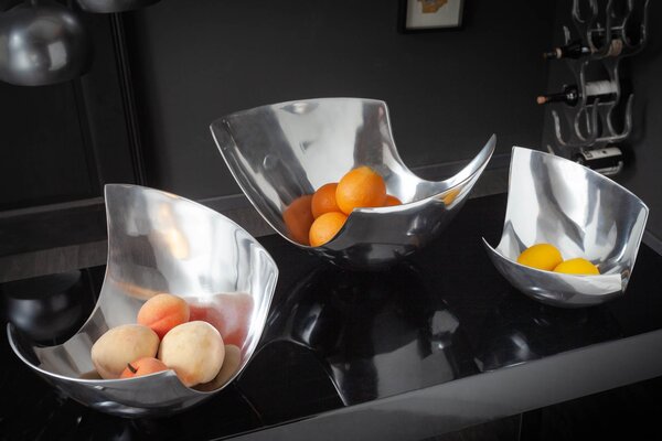 Luxusní moderní dekorační mísa Abstrakt 35 cm stříbrná