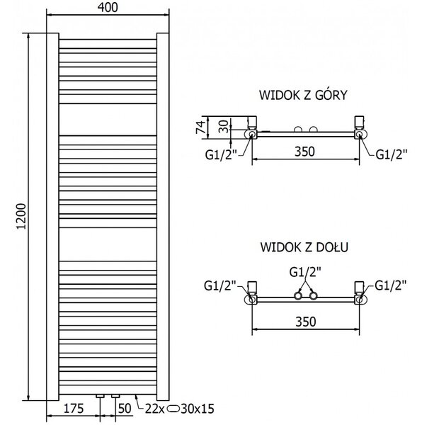Mexen Hades, topné těleso 1200x400 mm, 367 W, zlatá lesklá, W104-1200-400-00-50