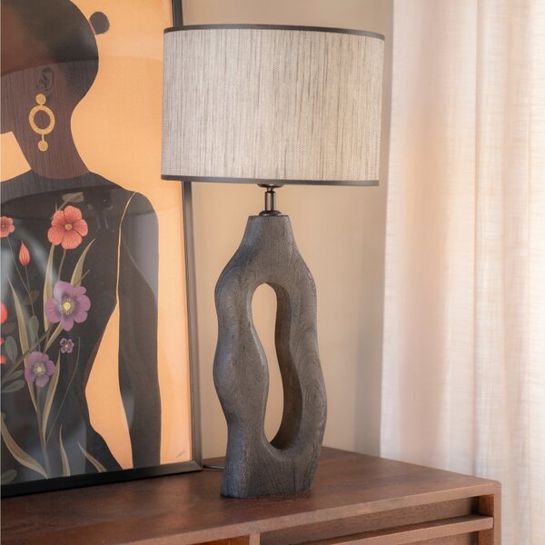 By-Boo Černá dřevěná stolní lampa Shiboo