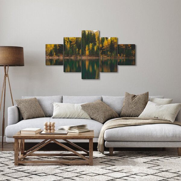 Obraz lesního jezera (125x70 cm)