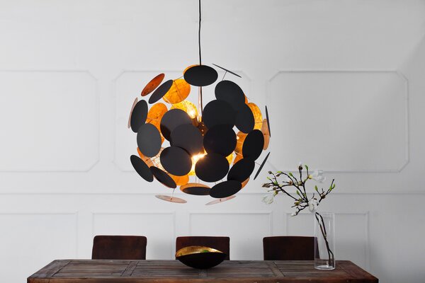 Designová elegantní závěsná lampa Infinity černo-zlatá
