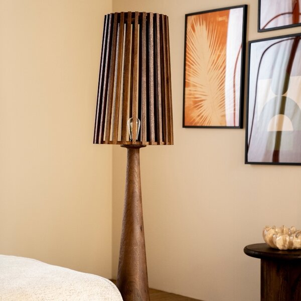 By-Boo Hnědá dřevěná stojací lampa Guard 162 cm
