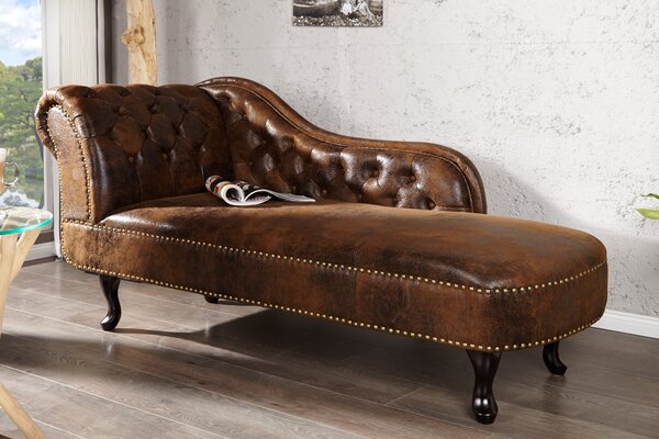 Luxusní lenoška Chesterfield Brown Antik Look