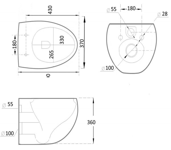 Mexen Egg, závěsná WC mísa Rimless s duroplastovým sedátkem s pomalým zavíráním, černá matná, 30245070